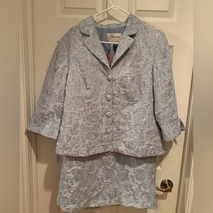 Vintage Light Blue Floral Skirt and Jacket Suit Made in Canada 🇨🇦